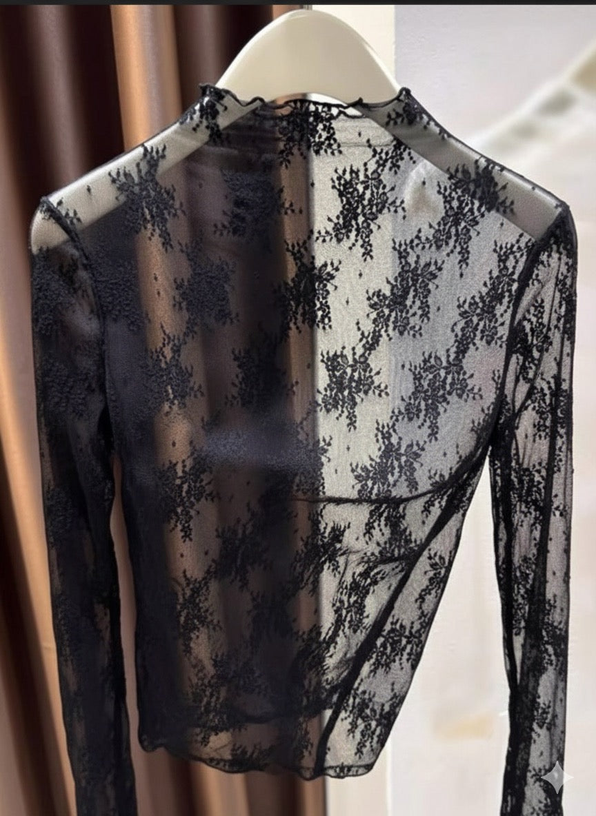 Black Lace Layering Top