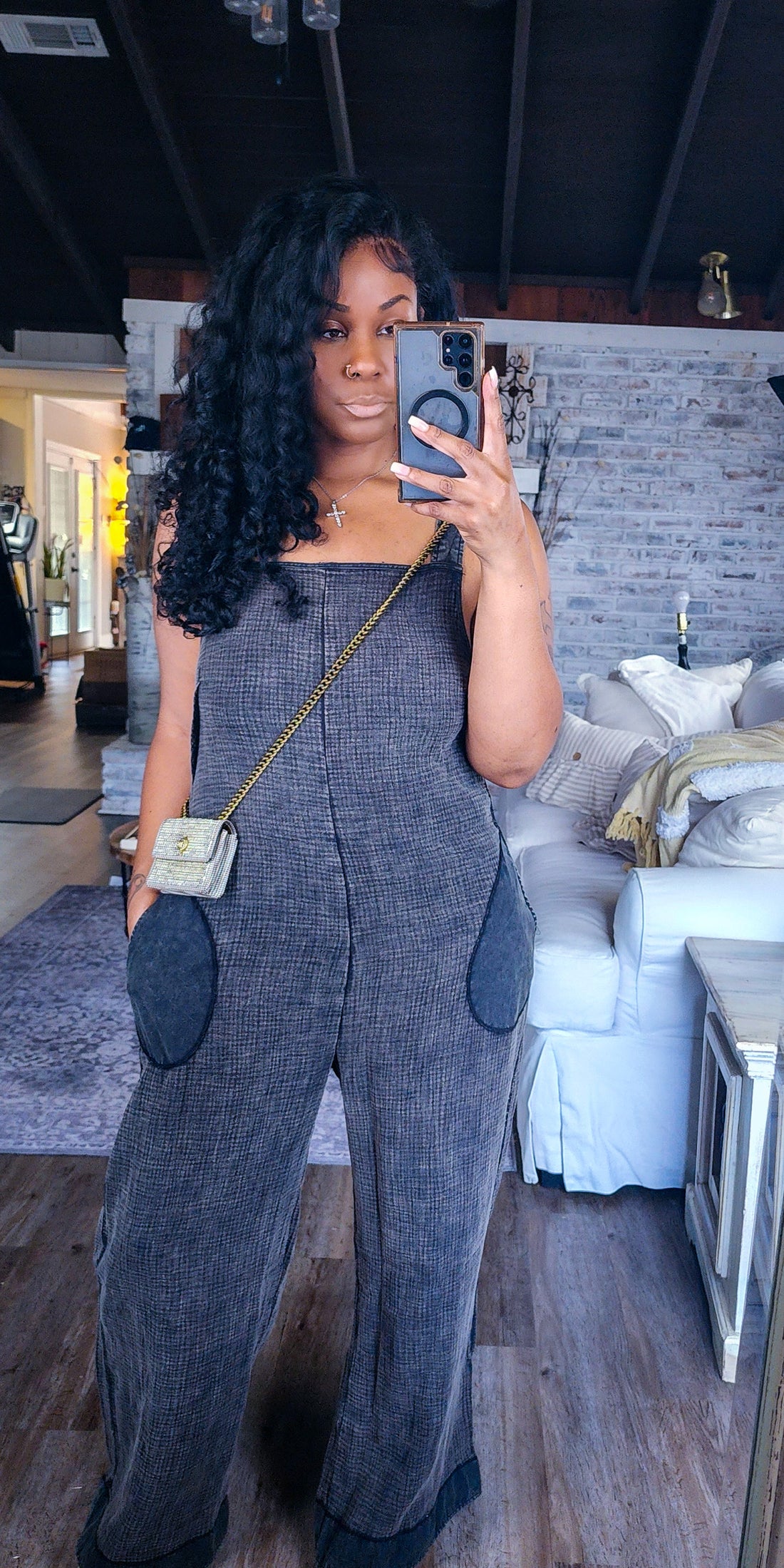 (Pre-Order)The Boho Cutie Jumpsuit(Ash Black)ships 9/26