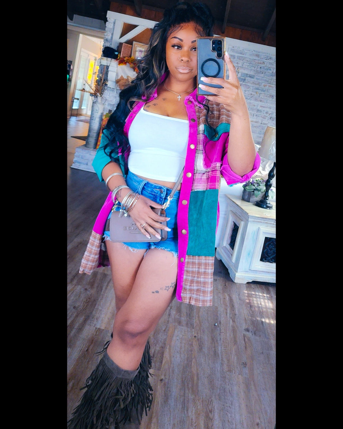 The RK Vintage Shacket(Magenta)