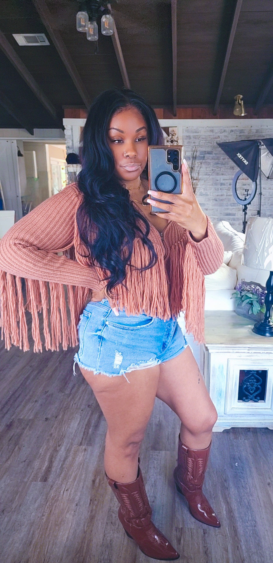 Flirty Fringe Crop Sweater(Small Only)