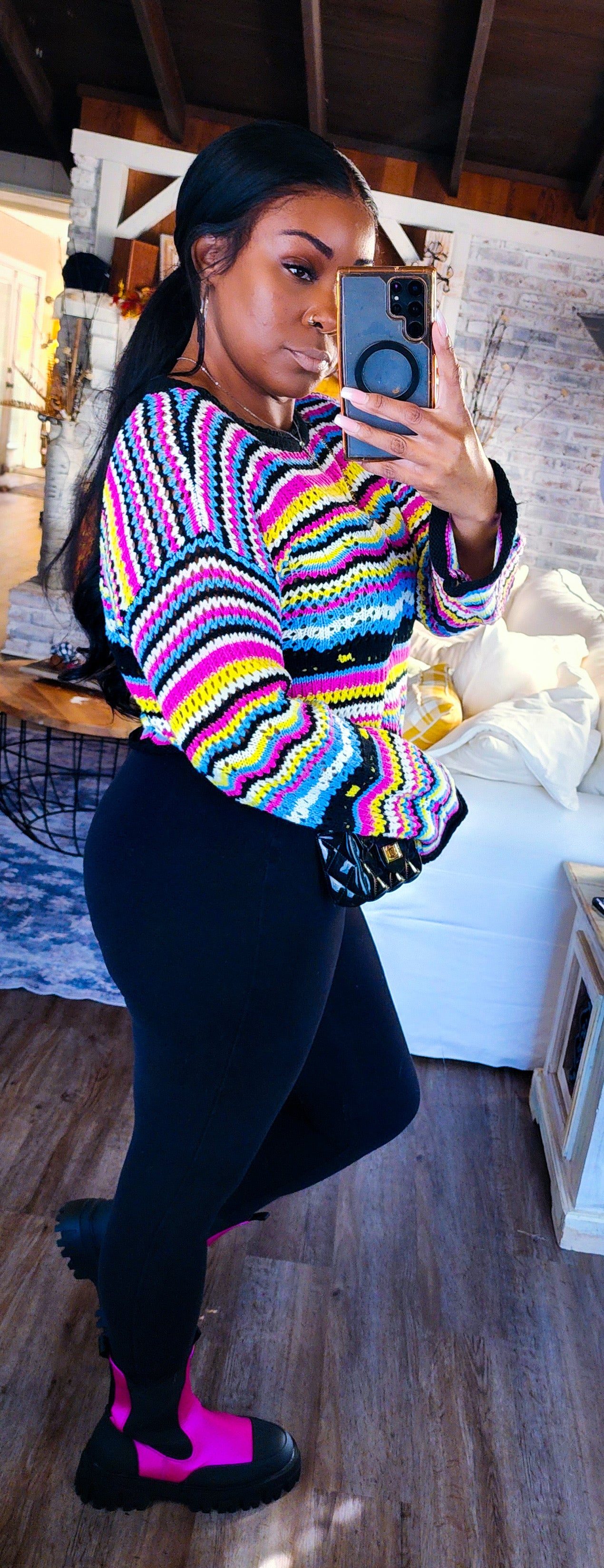 Cozy Pop Knit Sweater(Large Only)