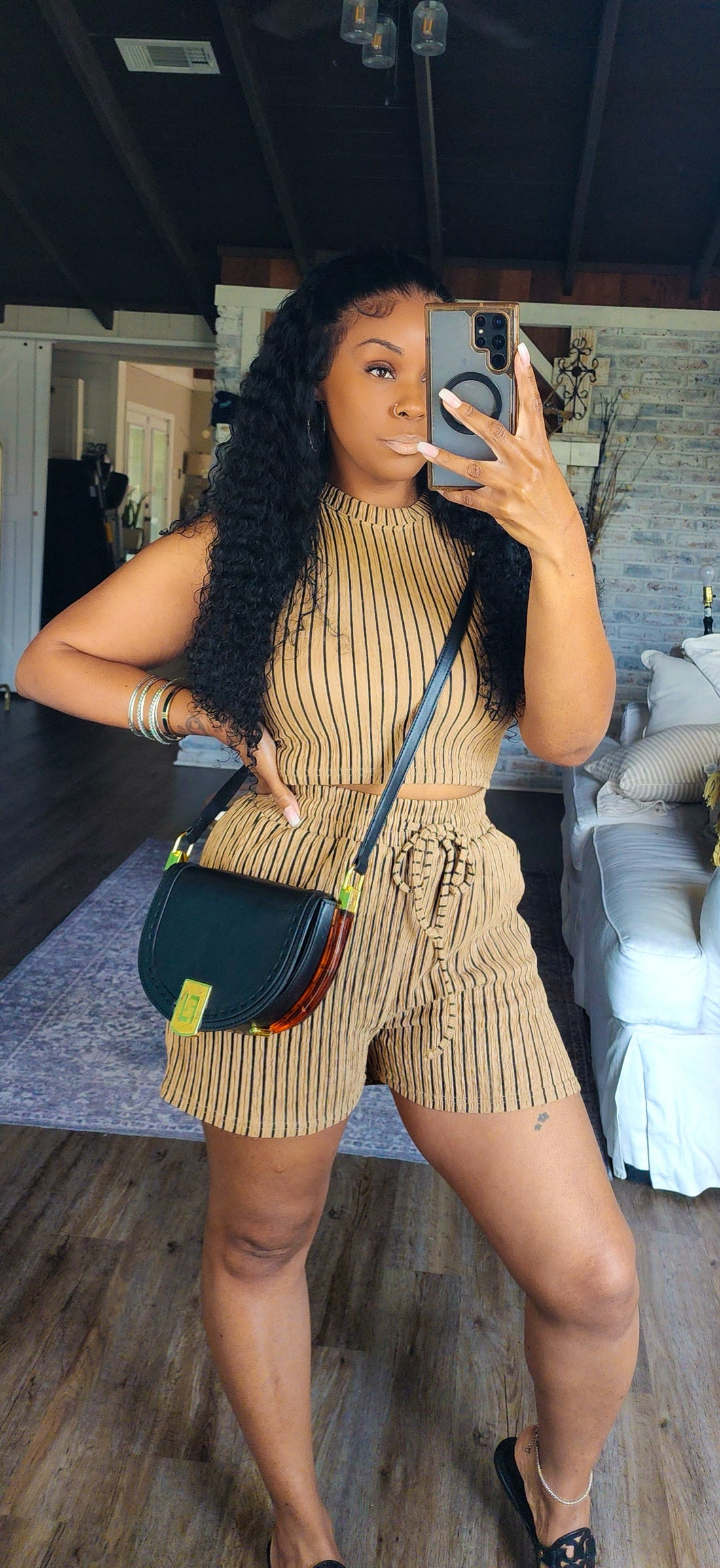 Flirt & Chill Set(Beige Striped)