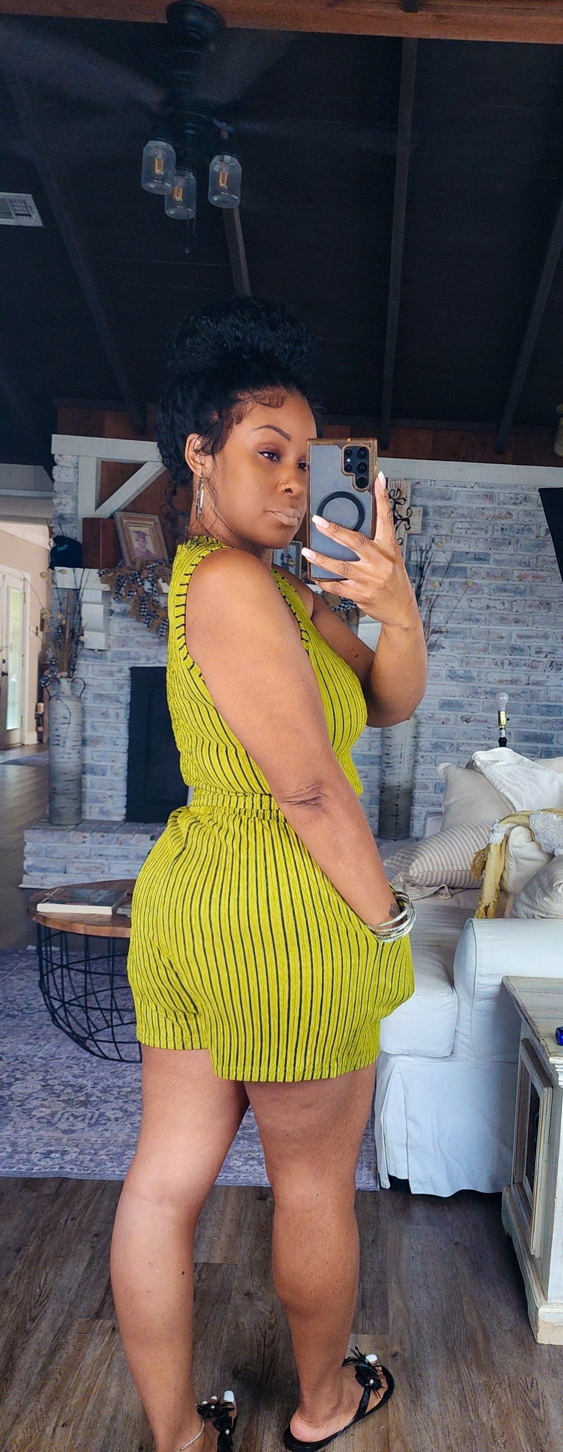 Flirt &amp; Chill Set(Olive Striped)