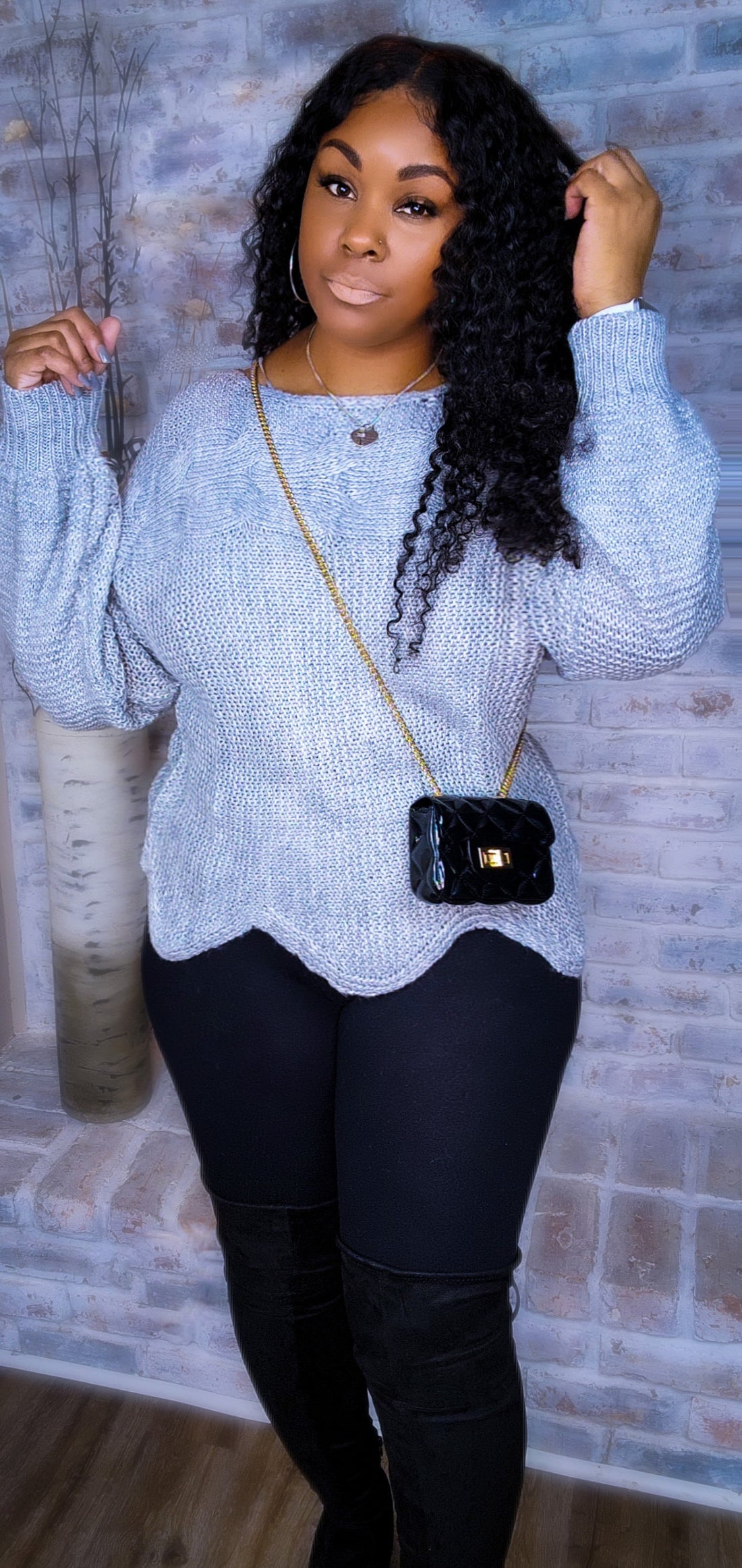 Gray Oversized Knit Sweater